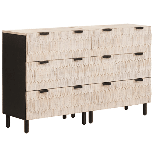Bufete - Móvei de apoio 2 pcs Acabamento em Wash Branco 60 x 33 x 75 cm pt10