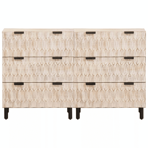 Bufete - Móvei de apoio 2 pcs Acabamento em Wash Branco 60 x 33 x 75 cm pt10