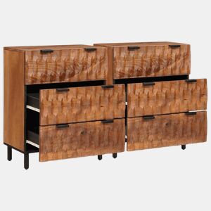 Bufete - Móvei de apoio 2 pcs Acabamento em Acácia Marrom 60 x 33 x 75 cm pt9