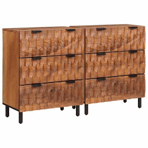 Bufete - Móvei de apoio 2 pcs Acabamento em Acácia Marrom 60 x 33 x 75 cm pt9