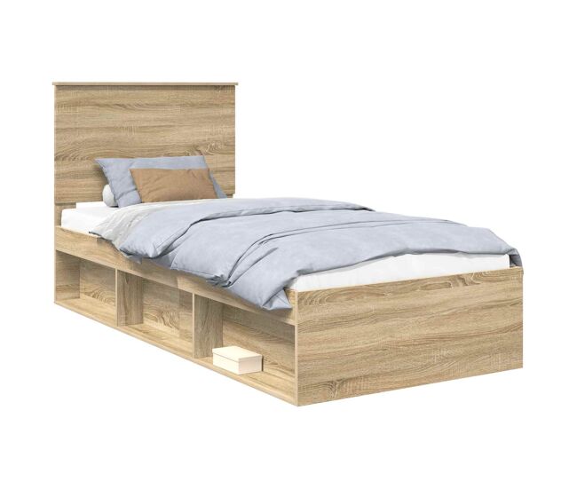Estructura de cama simple para adultos con cabecera - roble sonoma 75 x 190 cm