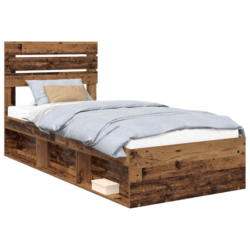 Estrutura de cama de solteiro para adultos com cabeceira Madeira antiga 75 x 190 cm