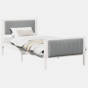 Estrutura de cama de solteiro para adultos Branco e cinza claro 90 x 190 cm