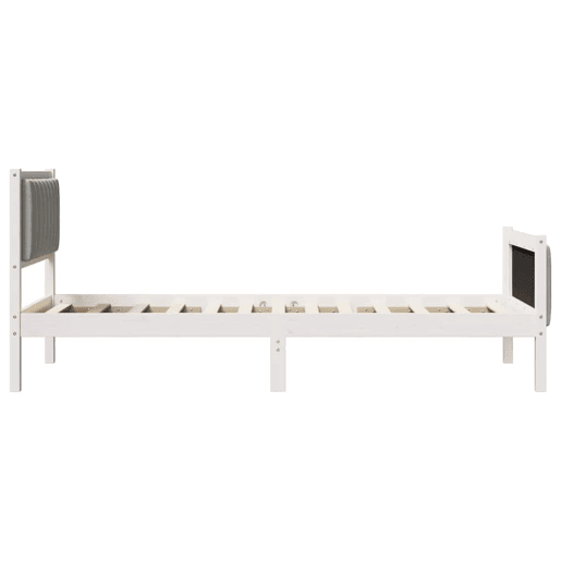 Estrutura de cama de solteiro para adultos Branco e cinza claro 90 x 190 cm