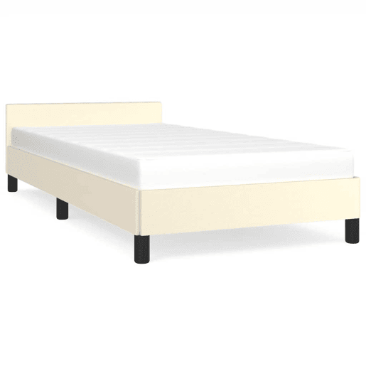 Estrutura de cama de solteiro para adultos c cabeceira 80x200 cm creme