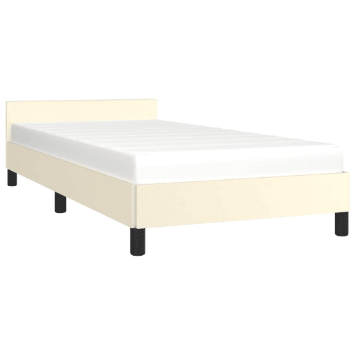 Estrutura de cama de solteiro para adultos c cabeceira 80x200 cm creme