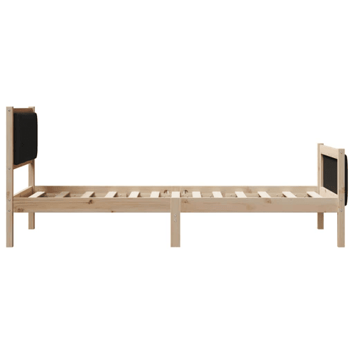 Estrutura de cama de solteiro simple com cabeceira - Castanho e preto 90 x 190 cm
