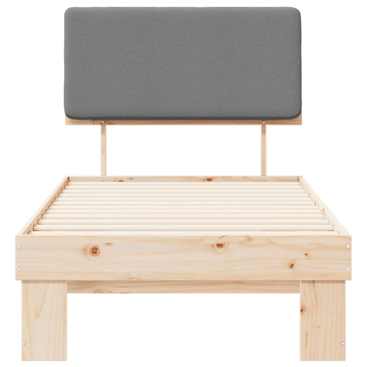 Estrutura de cama de solteiro simple com Cabeceira Estofada Cinzento-claro