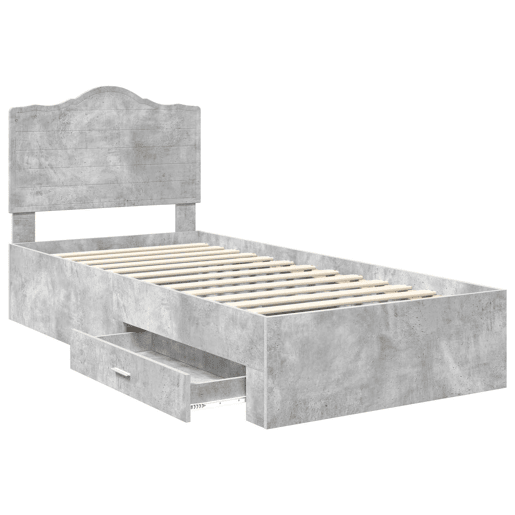 Estrutura de cama de solteiro para adultos Cinzento 90 x 200 cm Madeira processada