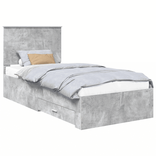 Estrutura de cama de solteiro para adultos Cinzento 90 x 200 cm Madeira processada
