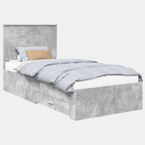 Estrutura de cama de solteiro para adultos Cinzento 90 x 200 cm Madeira processada