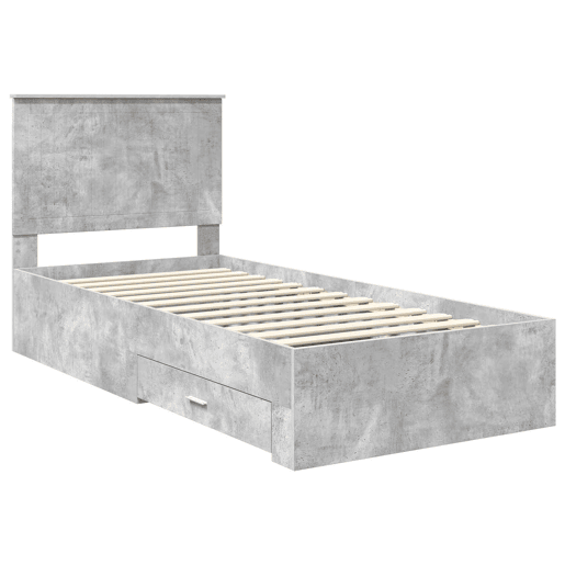 Estrutura de cama de solteiro para adultos Cinzento 90 x 200 cm Madeira processada