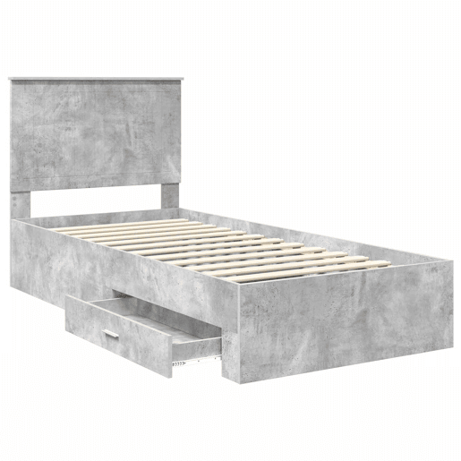 Estrutura de cama de solteiro para adultos Cinzento 90 x 200 cm Madeira processada