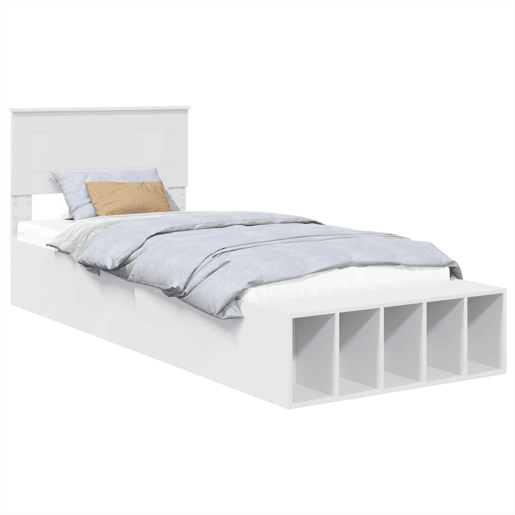 Estrutura de cama de solteiro para adultos Manual Branco 75 x 190 cm Madeira processada