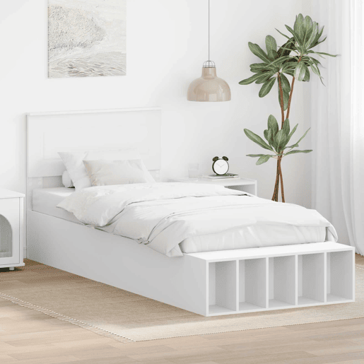 Estrutura de cama de solteiro para adultos Manual Branco 75 x 190 cm Madeira processada
