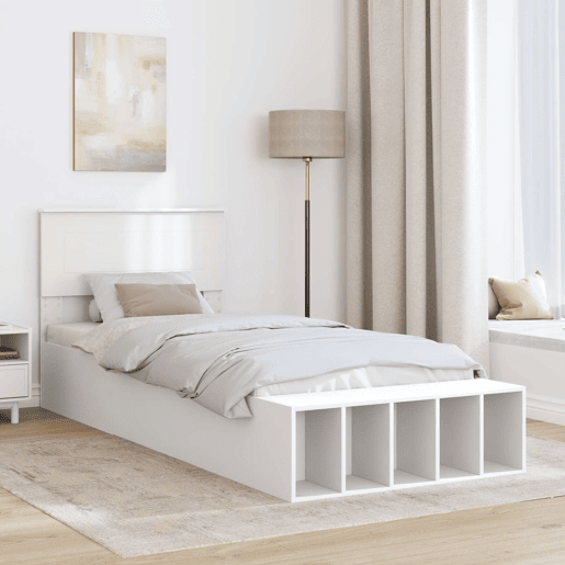 Estrutura de cama de solteiro para adultos Manual Branco 75 x 190 cm Madeira processada