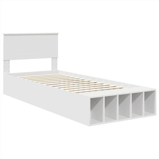 Estrutura de cama de solteiro para adultos Manual Branco 75 x 190 cm Madeira processada