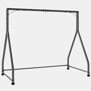 Outsunny Estrutura de Balanço em Aço com Capacidade de 360 kg para 2 ou 3 Assentos ou Cadeira Suspensa com Pés em Forma de A para Jardim Terraço ou Alpendre 210x117x175 cm Preto