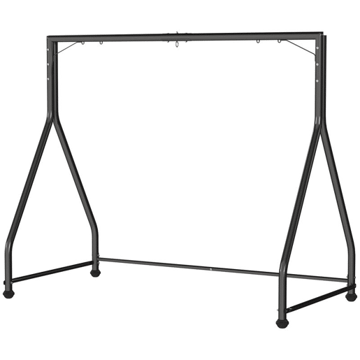 Outsunny Estrutura de Balanço em Aço com Capacidade de 360 kg para 2 ou 3 Assentos ou Cadeira Suspensa com Pés em Forma de A para Jardim Terraço ou Alpendre 210x117x175 cm Preto