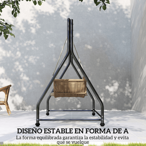 Outsunny Estrutura de Balanço em Aço com Capacidade de 360 kg para 2 ou 3 Assentos ou Cadeira Suspensa com Pés em Forma de A para Jardim Terraço ou Alpendre 210x117x175 cm Preto