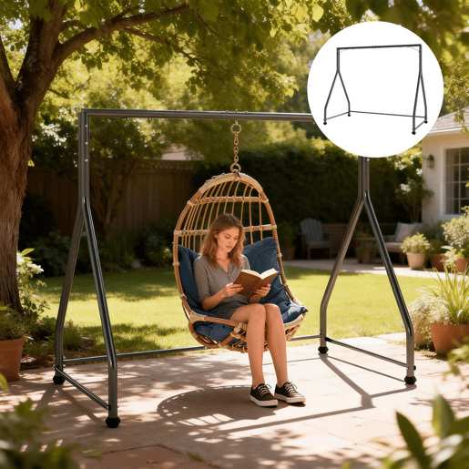 Outsunny Estrutura de Balanço em Aço com Capacidade de 360 kg para 2 ou 3 Assentos ou Cadeira Suspensa com Pés em Forma de A para Jardim Terraço ou Alpendre 210x117x175 cm Preto