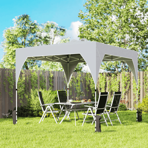 Outsunny Tenda Dobrável 3x3 m Pop-up Tenda de Jardim com Ventilação Superior Bloqueio Central UPF50+ Altura Ajustável 3 Níveis Bolsa de Transporte com Rodas Sacos de Areia Cinza