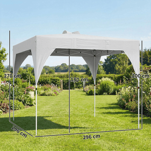 Outsunny Tenda Dobrável 3x3 m Pop-up Tenda de Jardim com Ventilação Superior Bloqueio Central UPF50+ Altura Ajustável 3 Níveis Bolsa de Transporte com Rodas Sacos de Areia Cinza