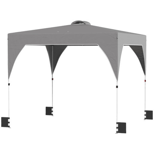 Outsunny Tenda Dobrável 3x3 m Pop-up Tenda de Jardim com Ventilação Superior Bloqueio Central UPF50+ Altura Ajustável 3 Níveis Bolsa de Transporte com Rodas Sacos de Areia Cinza