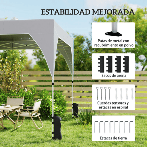 Outsunny Tenda Dobrável 3x3 m Pop-up Tenda de Jardim com Ventilação Superior Bloqueio Central UPF50+ Altura Ajustável 3 Níveis Bolsa de Transporte com Rodas Sacos de Areia Cinza