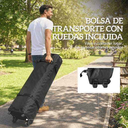 Outsunny Tenda Dobrável 3x3 m Pop-up Tenda de Jardim com Ventilação Superior Bloqueio Central UPF50+ Altura Ajustável 3 Níveis Bolsa de Transporte com Rodas Sacos de Areia Cinza