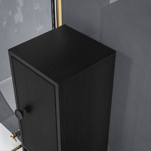 kleankin Armário Alto para Casa de Banho Coluna Estreita com 1 Gaveta 4 Prateleiras Abertas e Prateleiras Ajustáveis 2 Portas Estilo Moderno para Espaços Pequenos 20x20x180 cm Preto
