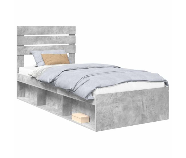 Estructura de cama individual para adultos con cabecera - gris concreto 75 x 190 cm