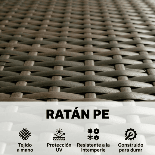 Outsunny Conjunto de Jardim Exterior em Vime com Almofadas Conjunto Terraço Resistente às Intempéries Móveis Jardim Exterior com 2 Cadeirões Sofá de 2 Lugares Mesa com Vidro Castanho e Cinzento
