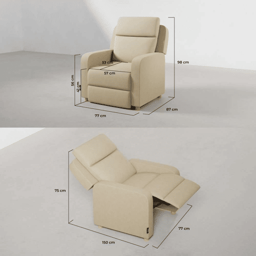 Poltrona Reclinável One Fabric Nalui relax reclinável (77x87x98 cm) Beige