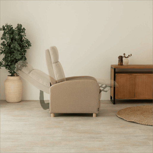 Poltrona Reclinável Verona Nalui relax reclinável em tela (63x96,5x79 cm) Beige