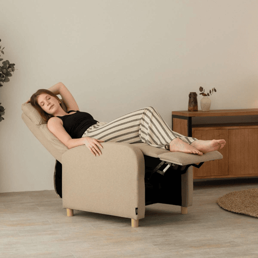 Poltrona Reclinável Verona Nalui relax reclinável em tela (63x96,5x79 cm) Beige