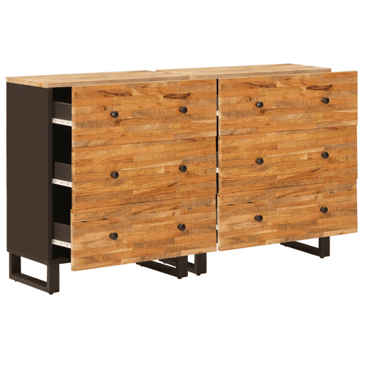 Bufete - Móvei de apoio 2 pcs Castanho 60 x 33 x 75 cm Madeira de manga maciça pt19