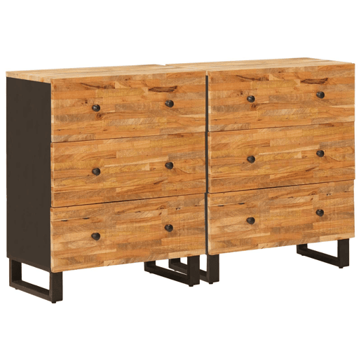 Bufete - Móvei de apoio 2 pcs Castanho 60 x 33 x 75 cm Madeira de manga maciça pt19