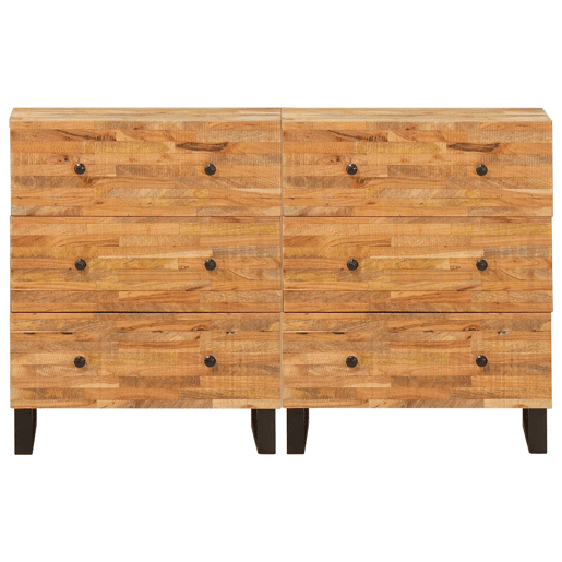 Bufete - Móvei de apoio 2 pcs Castanho 60 x 33 x 75 cm Madeira de manga maciça pt19