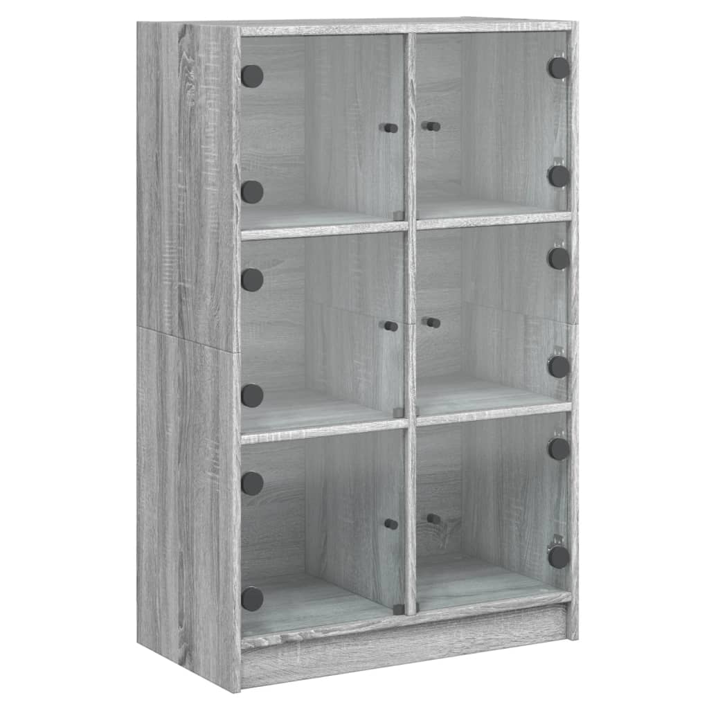 Aparador alto - Mueble de almacenamiento 68 Roble/ Gris