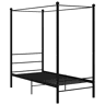 Estrutura de cama de solteiro para adultos com dossel metal preto 90x200 cm