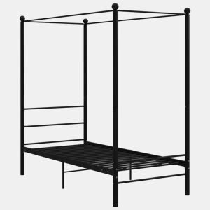 Estrutura de cama de solteiro para adultos com dossel metal preto 90x200 cm
