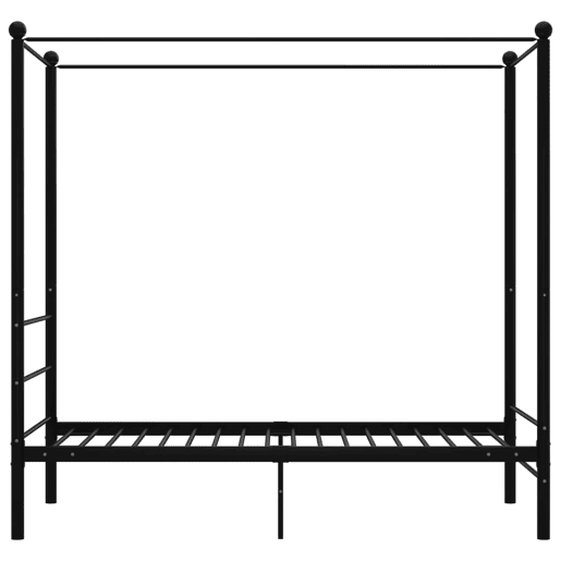 Estrutura de cama de solteiro para adultos com dossel metal preto 90x200 cm Estrutura de cama de solteiro para adultos com dossel metal preto 90x200 cm