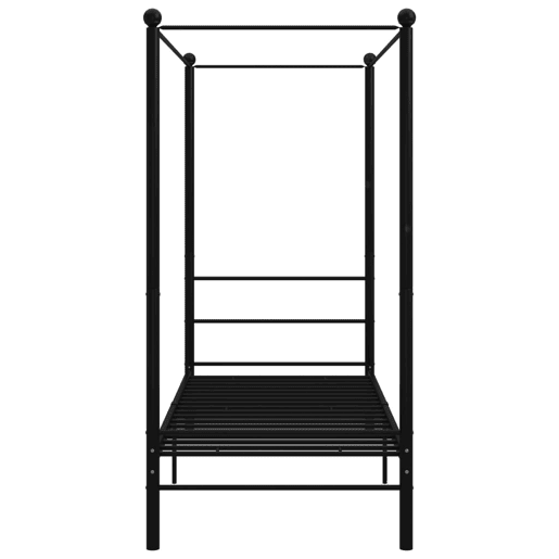 Estrutura de cama de solteiro para adultos com dossel metal preto 90x200 cm Estrutura de cama de solteiro para adultos com dossel metal preto 90x200 cm