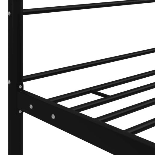 Estrutura de cama de solteiro para adultos com dossel metal preto 90x200 cm Estrutura de cama de solteiro para adultos com dossel metal preto 90x200 cm