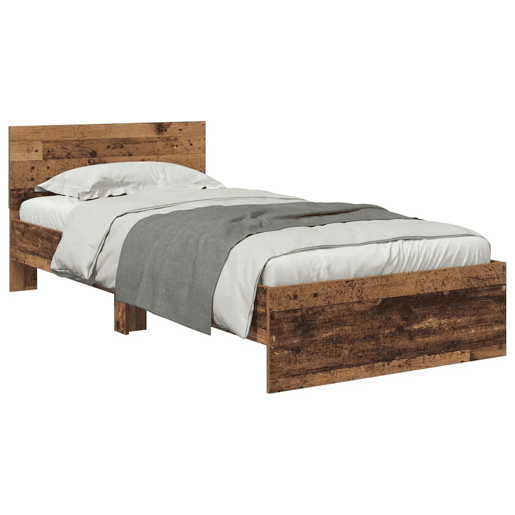 Estrutura de cama de solteiro para adultos Madeira Antiga 90 x 200 cm Madeira processada