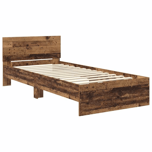 Estrutura de cama de solteiro para adultos Madeira Antiga 90 x 200 cm Madeira processada