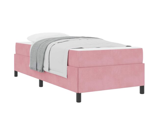 Estructura de cama individual para adultos con colchón rosa 90 x 190 cm tela
