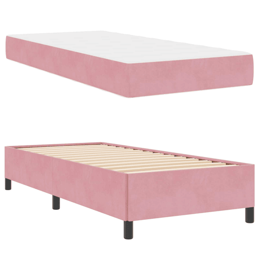 Estrutura de cama de solteiro para adultos com colchão Rosa 90 x 190 cm tecido