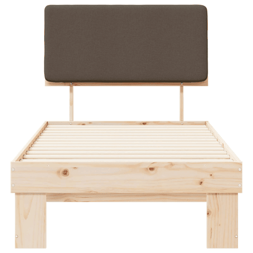 Estrutura de cama de solteiro para adultos com Cabeceira - Estofada Cinzento-acastanhado